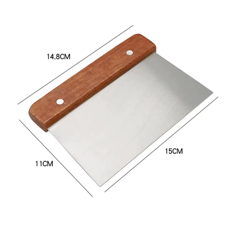 Stainless Steel Scraper & Chopper (Wood handle)